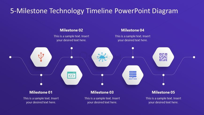 5-Milestone Technology Timeline PPT Template