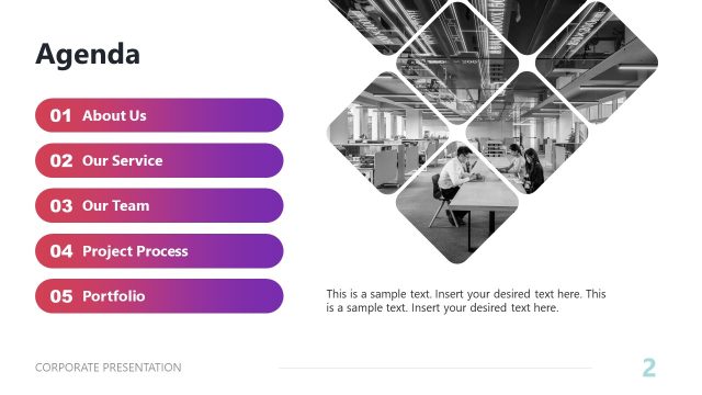 Creative Agenda Slide Template – Corporate Presentation Deck