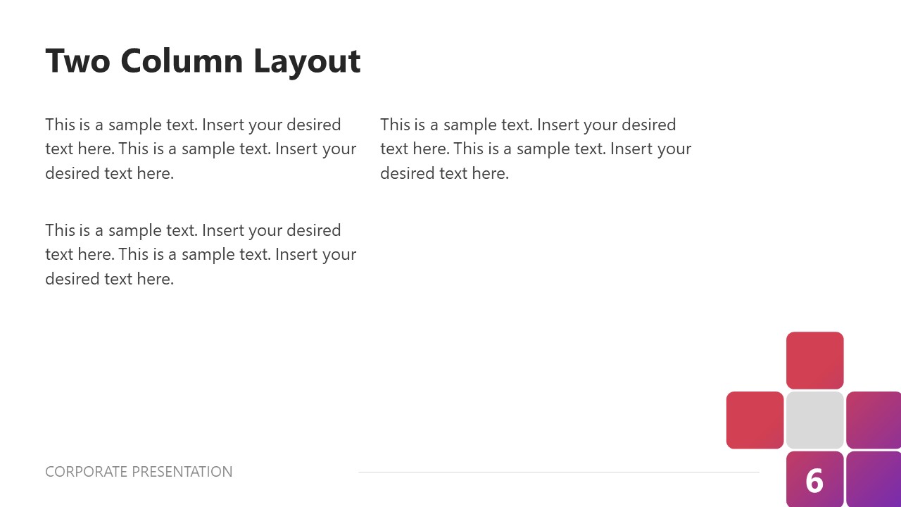 Two Columns Layout Slide - Creative Page for Corporate Presentation