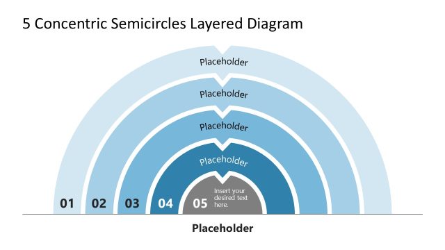 Editable 5 Concentric Semicircles Diagram Slide