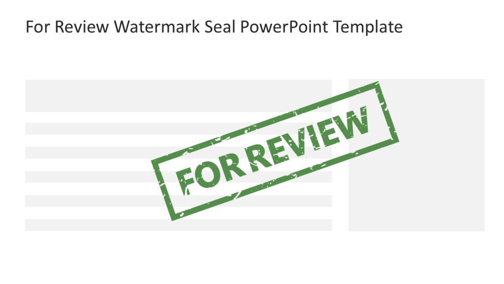 Green Watermark Slide For Review Watermark PPT Template SlideModel
