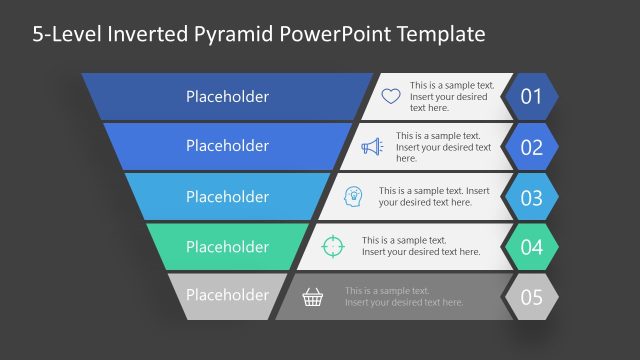 Four Colored Levels Slide for Inverted Pyramid Diagram Template
