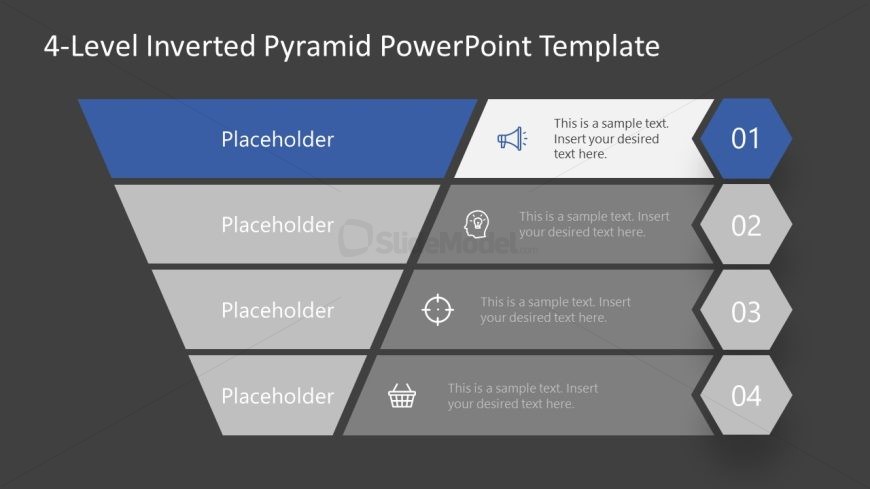 Editable 4-Level Inverted Pyramid PPT Template