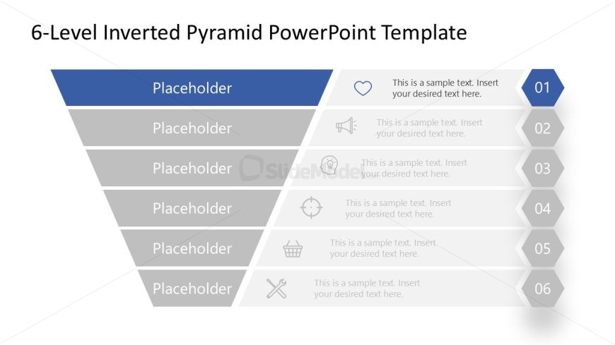 Editable 6-Level Inverted Pyramid PPT Template