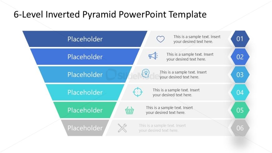 6-Level Inverted Pyramid Template Slide 