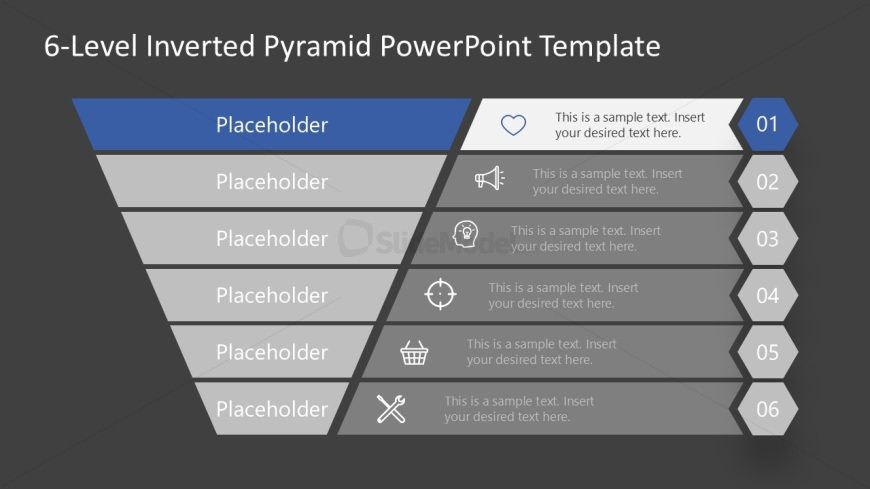 6-Level Inverted Pyramid Presentation Slide  