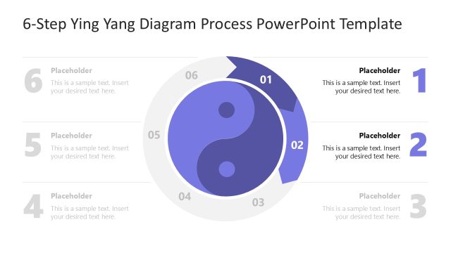 Editable 6-Step Ying Yang Style Diagram Slide