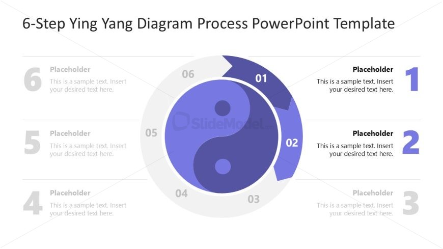 6-Step Ying Yang Style Diagram Template PPT Slide 