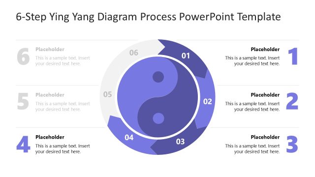 6-Step Ying Yang Style Diagram PPT Template