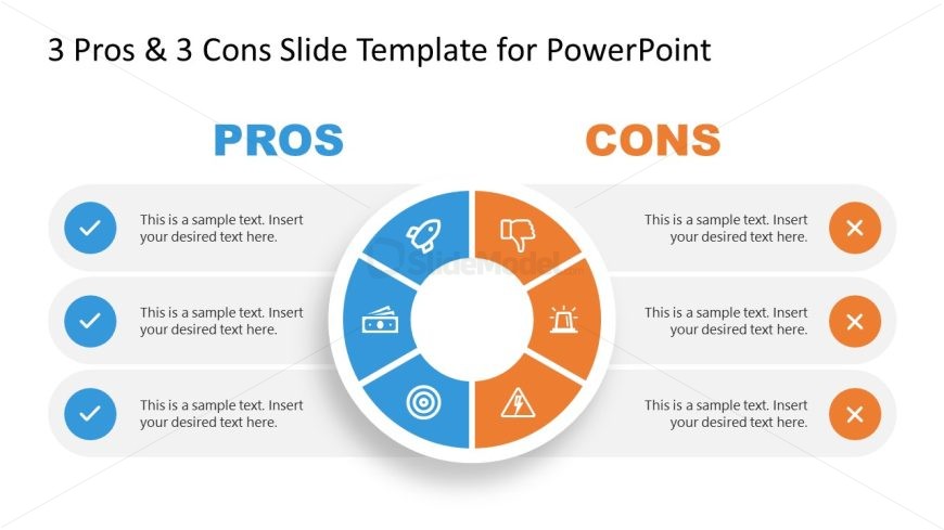 3 Pros & 3 Cons Slide Template for Presentation