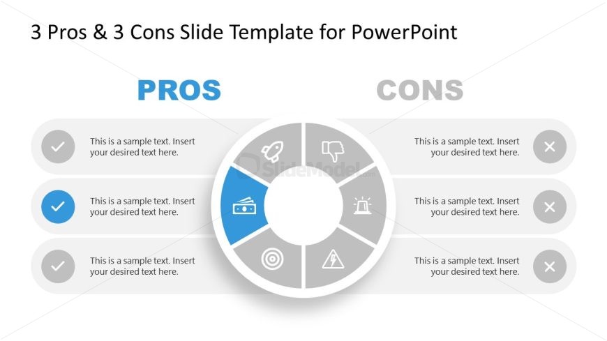 Editable 3 Pros & 3 Cons Slide PPT Template