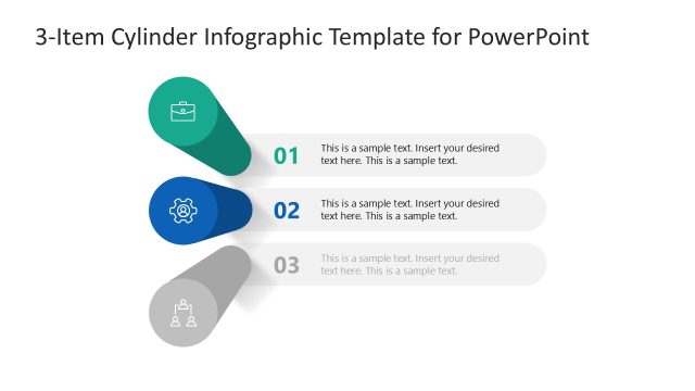 Editable 3-Item Cylinder Infographic PPT Template