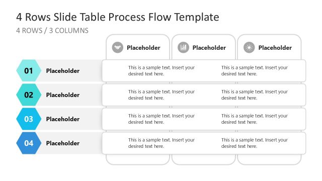 Editable 4 Rows & Three Columns Table Slide Template