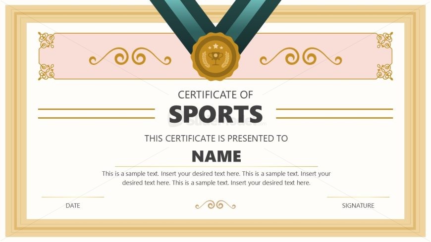 Editable Certificate of Sports PowerPoint Slide 