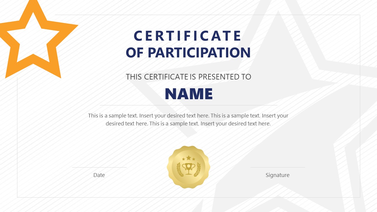 Certificate of Participation PowerPoint Slide 