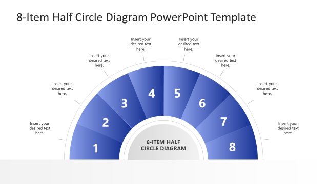 Customizable 8-Item Half Circle Diagram PPT Template