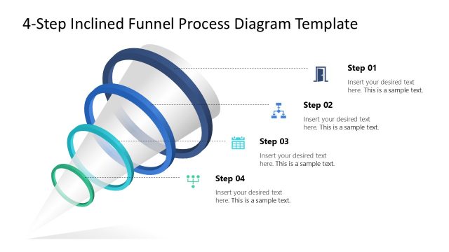 4-Step Inclined Funnel Process Diagram PowerPoint Template
