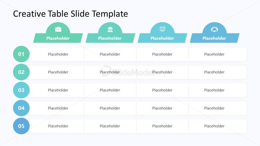 Creative Table Template for PowerPoint