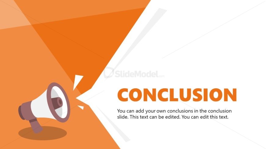 Editable Conclustion Slide with Megaphone Infographic