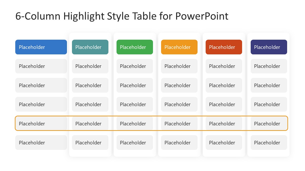 Column Highlight Style Table for PowerPoint