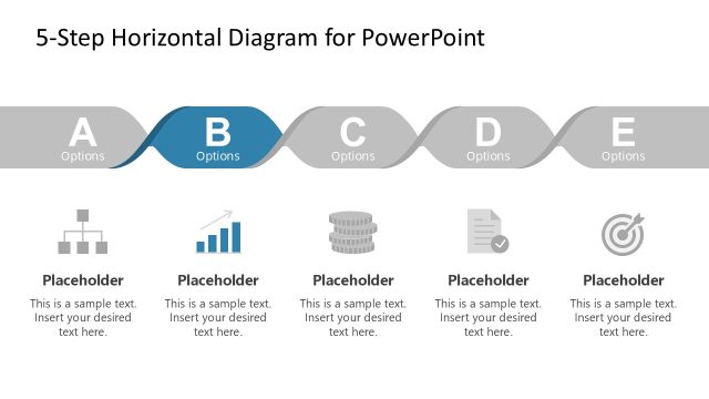 Step 2 Slide in 5-Step Horizontal Diagram for PowerPoint