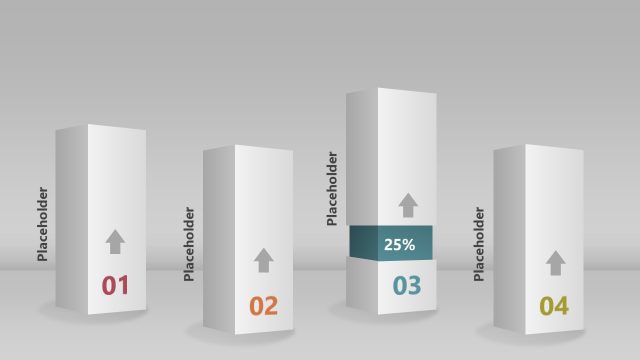 3D Data Comparison Columns PowerPoint Slide Template