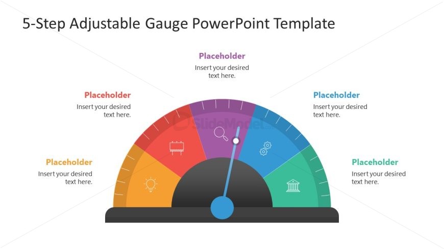 5-Step Adjustable Gauge PowerPoint Slide