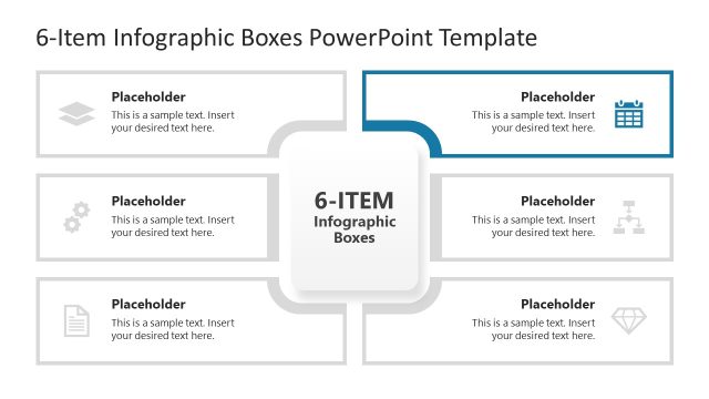 Item 2 Highlight PPT Slide – 6-Item Infographic Boxes Template
