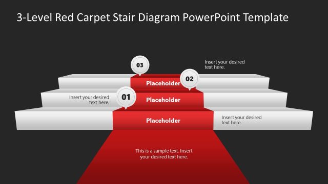 Customizable 3-Level Red Carpet Stair Diagram Template