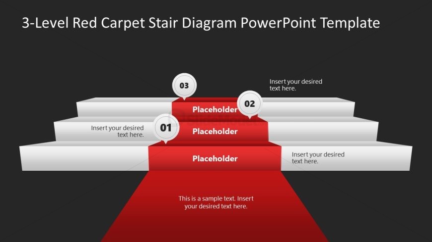 Customizable Level Red Carpet Stair Diagram Template Slidemodel