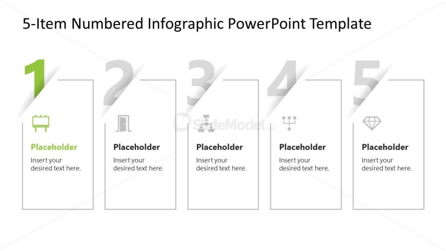 First Number Spotlight Slide for 5-Item Diagram