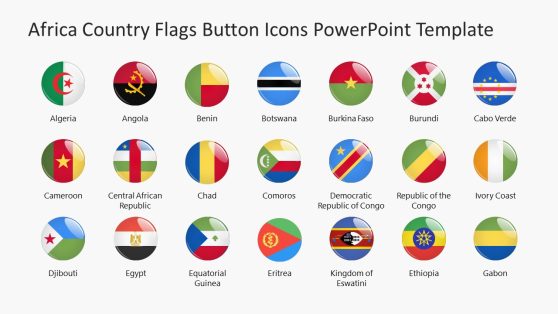 Africa Country Flags Button Icons PowerPoint Slide