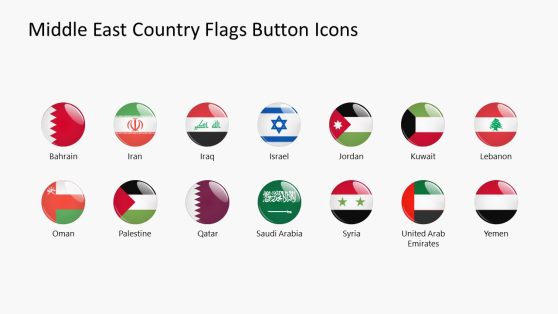 Editable Middle East Country Flags Button Icons Slide