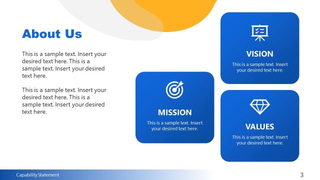 About Us Company Slide with Creative Boxes Layout