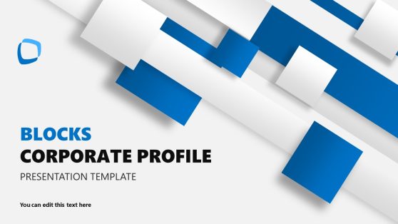 Blue Blocks Corporate Profile PowerPoint Template