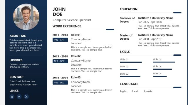 Computer Science Resume Presentation Template