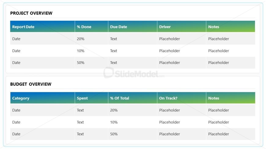 Editable Project Status Report PPT Template