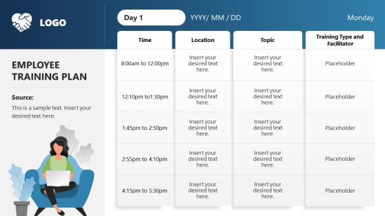 1-Week Employee Training Activities Plan PowerPoint Template
