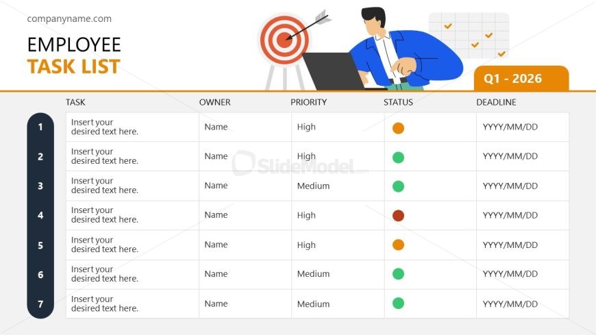 Employee Task List Template Slide