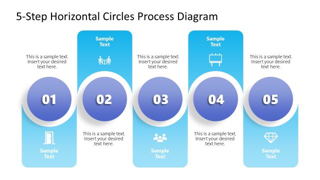 5-Step Horizontal Circles Process Diagram PowerPoint Template