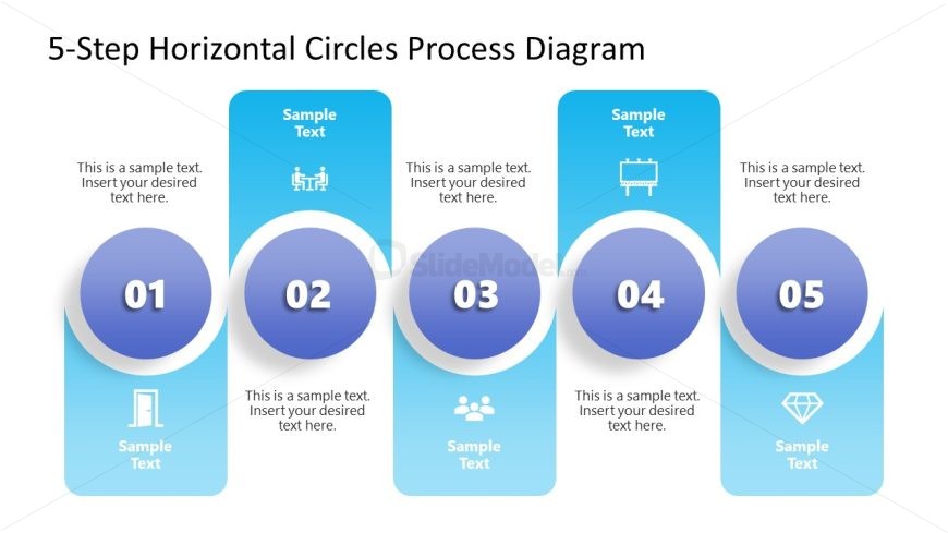 Horizontal Circles Process Diagram Template for PowerPoint 