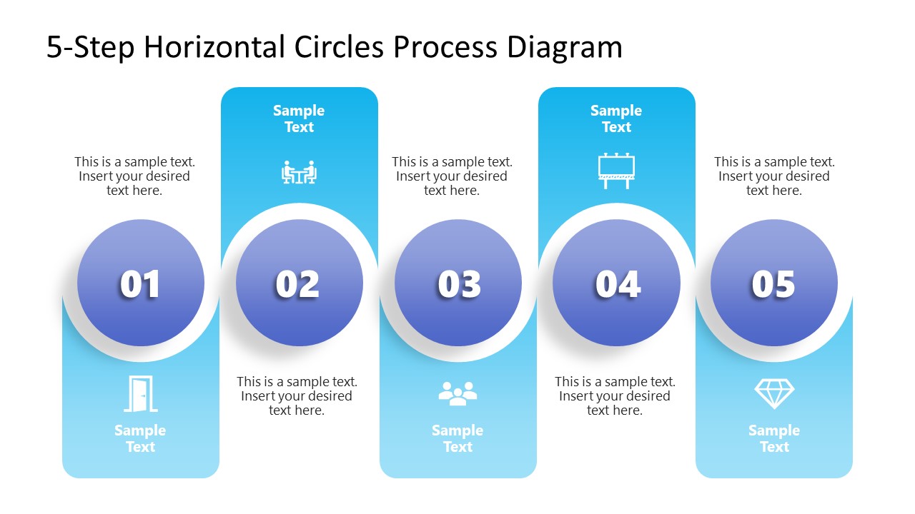 Horizontal Circles Process Diagram Template for PowerPoint 