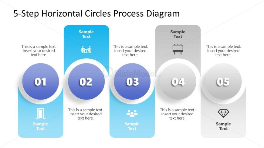 Horizontal Circles Process PPT Slide Template 