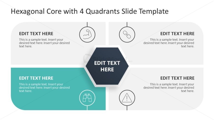 Hexagonal Core with 4 Quadrants PPT Template 