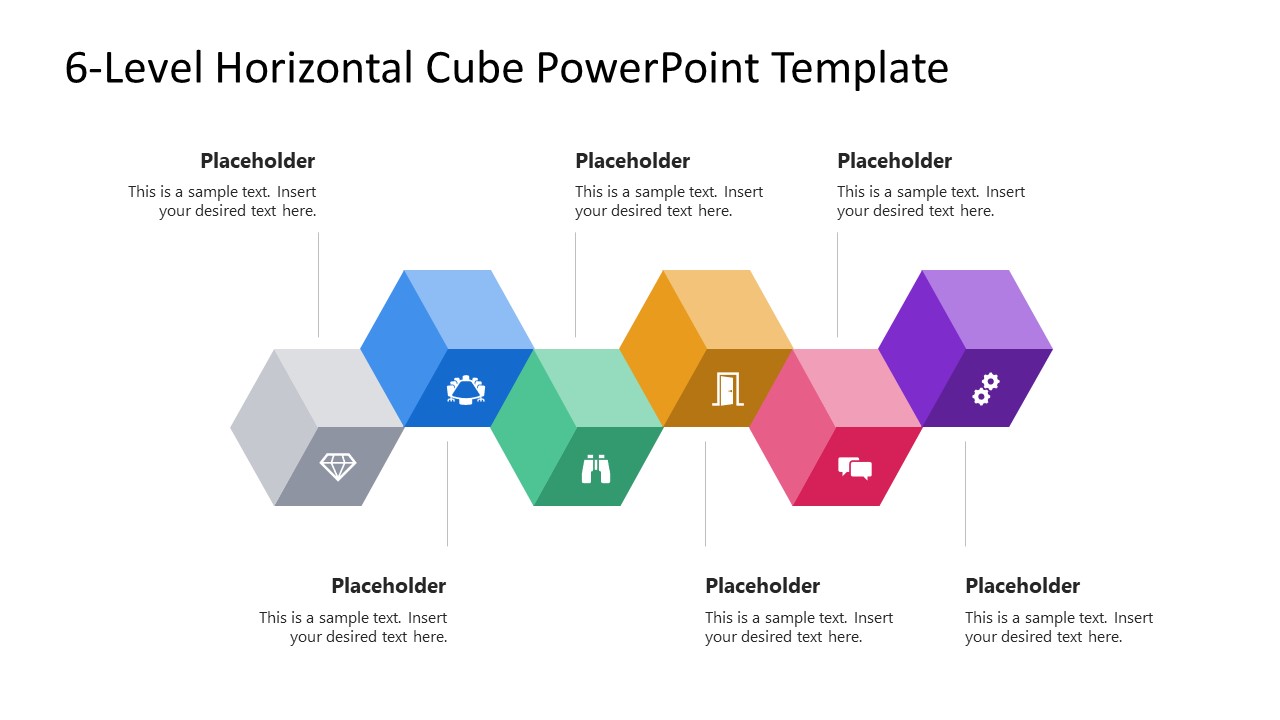 6-Level Horizontal Cube Infographic Template for PowerPoint 