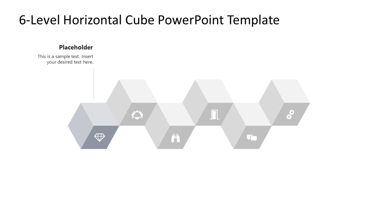 6-Level Horizontal Cube Infographic PowerPoint Template