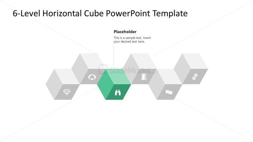 6-Level Horizontal Cube Infographic Presentation Slide 