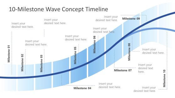 10-Milestone Wave Concept Timeline PowerPoint Template