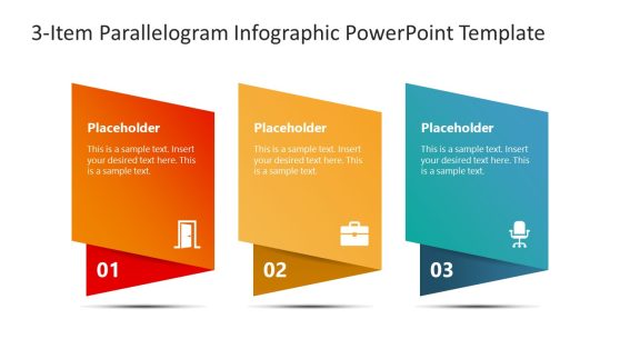 3-Item Parallelogram Infographic PowerPoint Template