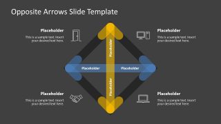 PPT Blue and Yellow Arrows Diamond Shape Diagram